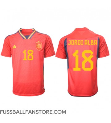 Spanien Jordi Alba #18 Replik Heimtrikot WM 2022 Kurzarm